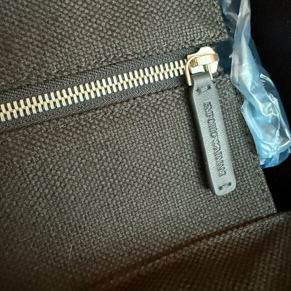 Armani Black Via Manzoni Black Fabric Tote Bag with removable pouch - Picture 7 of 13